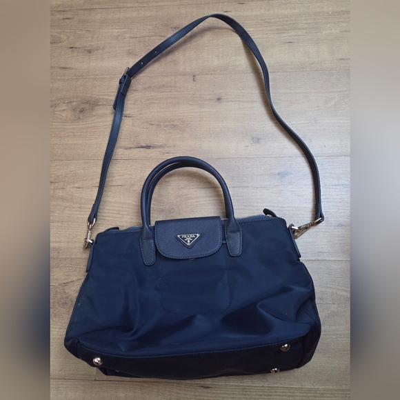 PRADA Navy Blue Nylon And Saffiano Leather Medium Tote - Picture 3 of 15